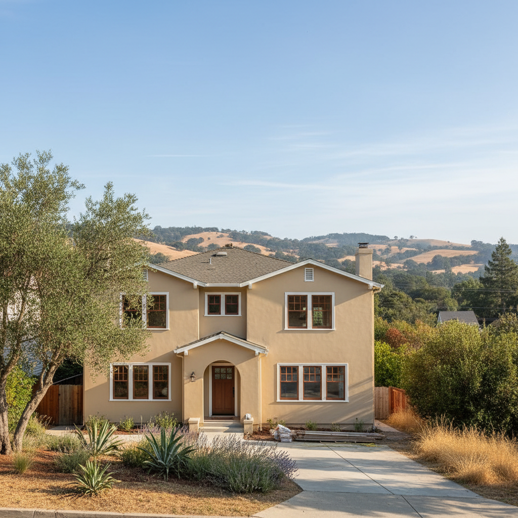 Completed stucco installation work at a residential property in Berkeley, CA