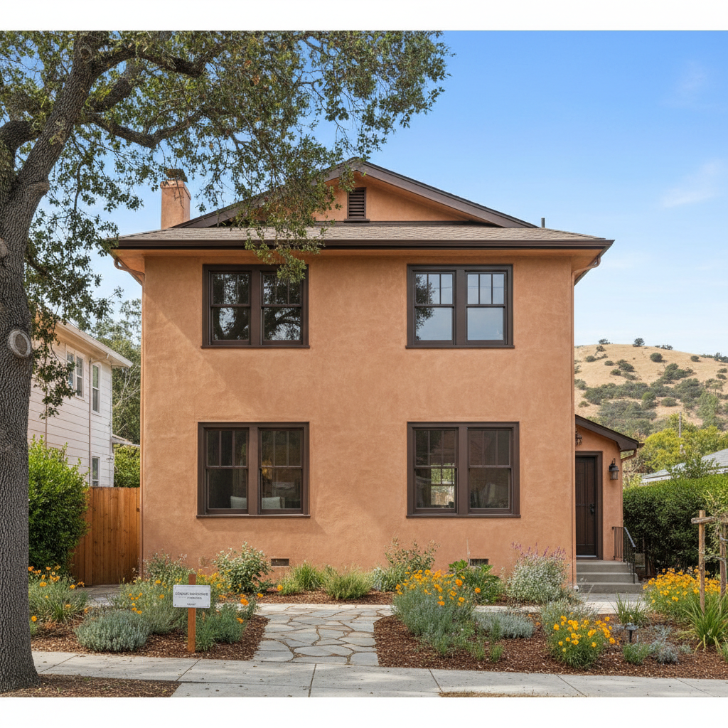 Completed stucco painting work at a residential property in Berkeley, CA