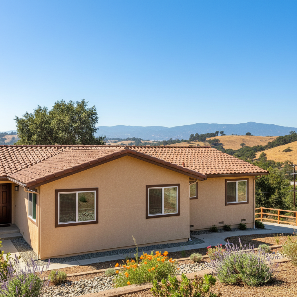 Completed stucco installation work at a residential property in Fremont, CA