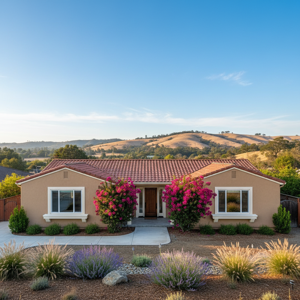 Completed stucco installation work at a residential property in Burlingame, CA