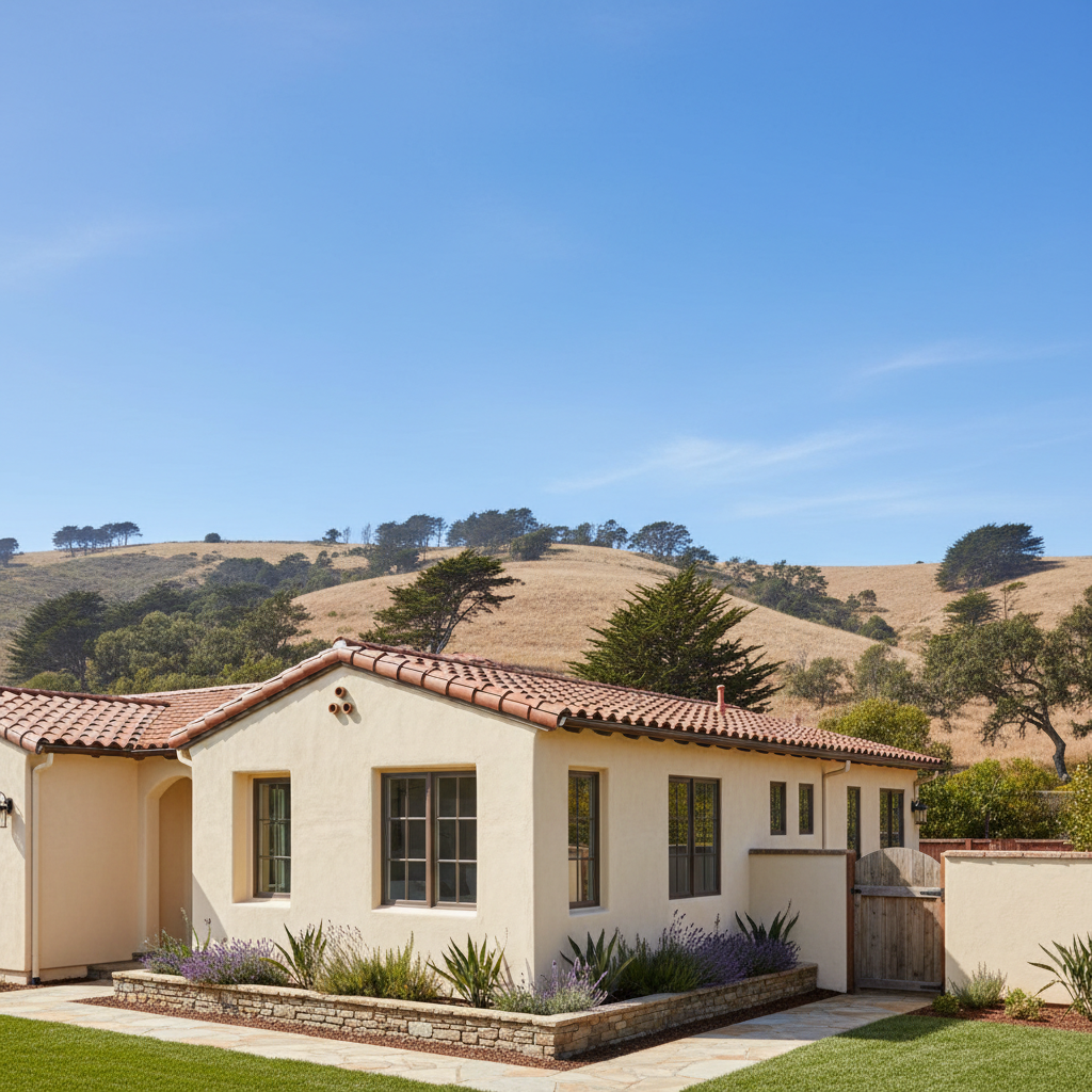 Completed stucco installation work at a residential property in Monterey, CA