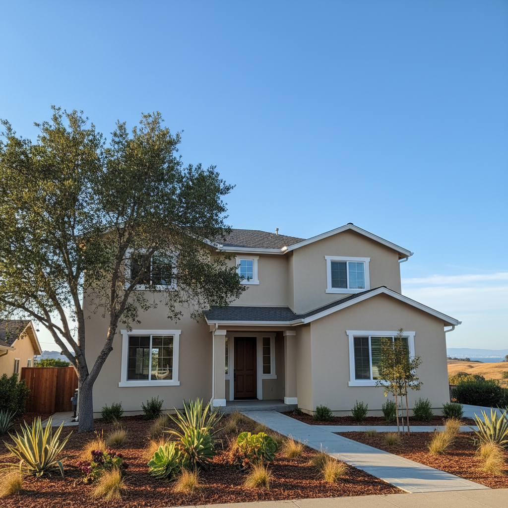 Completed stucco painting work at a residential property in Hayward, CA