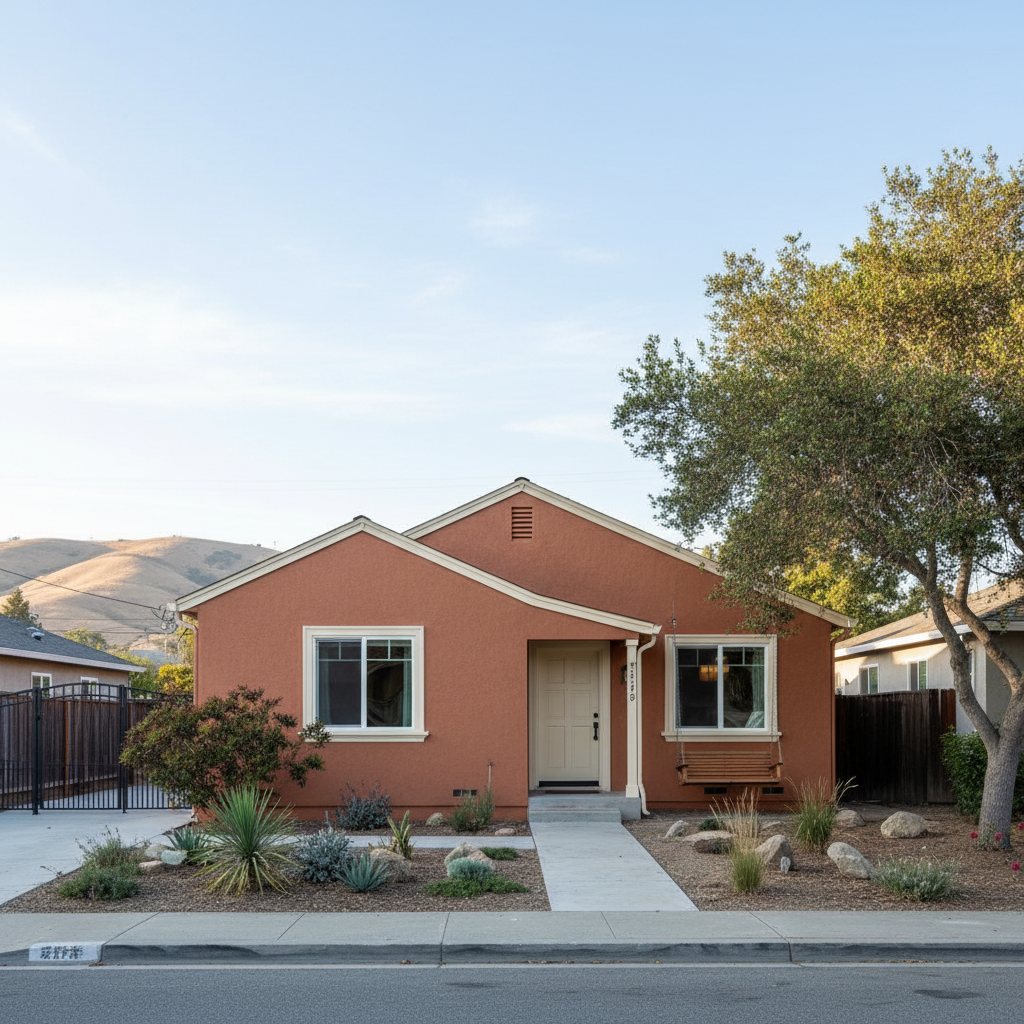Completed stucco painting work at a residential property in Richmond, CA