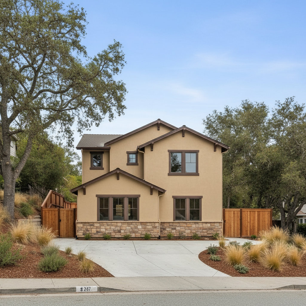 Completed commercial stucco work at a residential property in Redwood City, CA