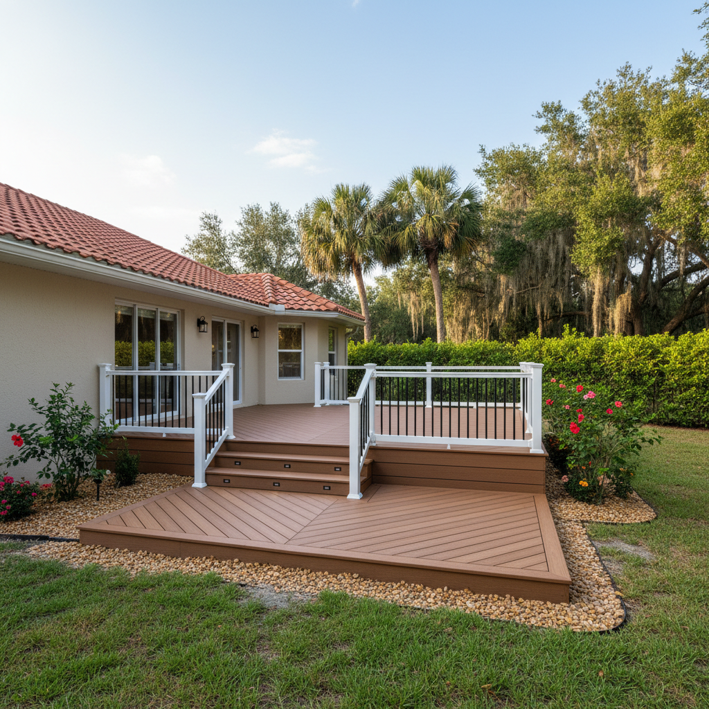 Completed trex decks work at a residential property in St Cloud, FL