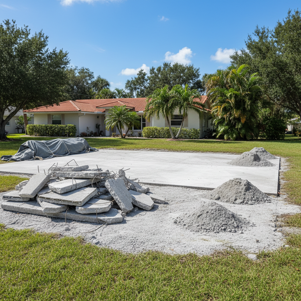 Completed concrete demolition work at a residential property in Port Richey, FL