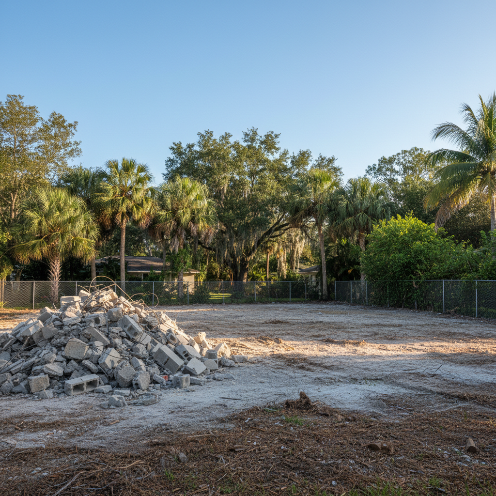 Completed residential demolition work at a residential property in Temple Terrace, FL
