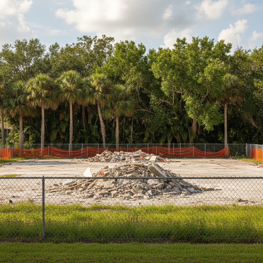 Completed residential demolition work at a residential property in Cape Coral, FL