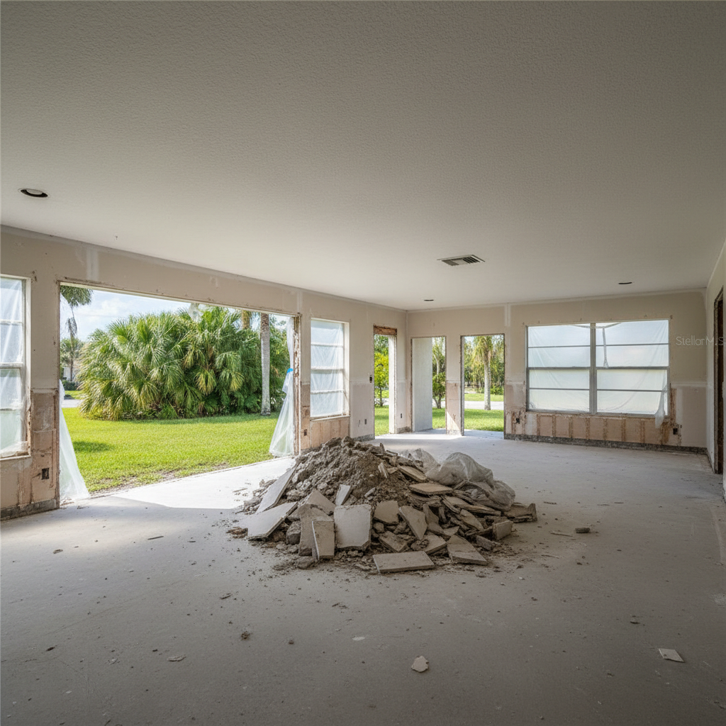 Completed interior demolition work at a residential property in Cape Coral, FL