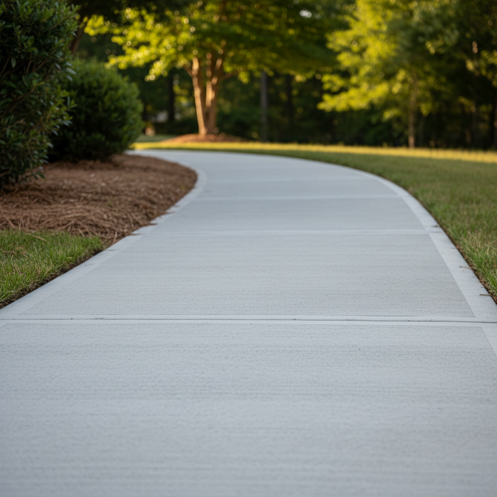 Completed concrete sidewalks work at a residential property in Athens, GA