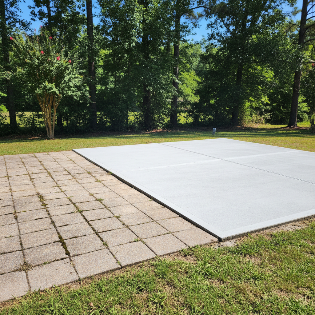 Completed concrete patios work at a residential property in Jesup, GA