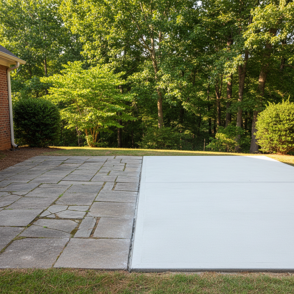 Completed concrete patios work at a residential property in Athens, GA