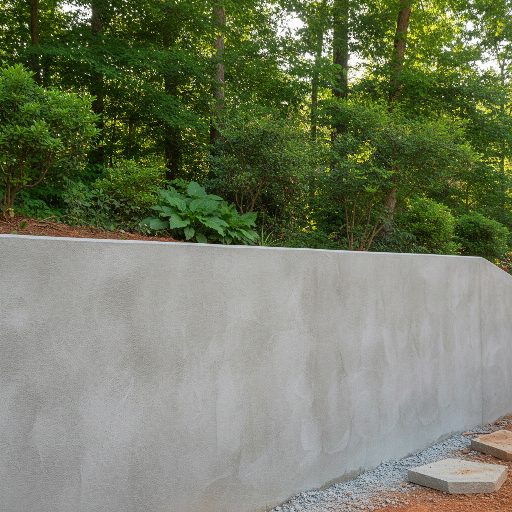 Completed concrete retaining walls work at a residential property in Athens, GA