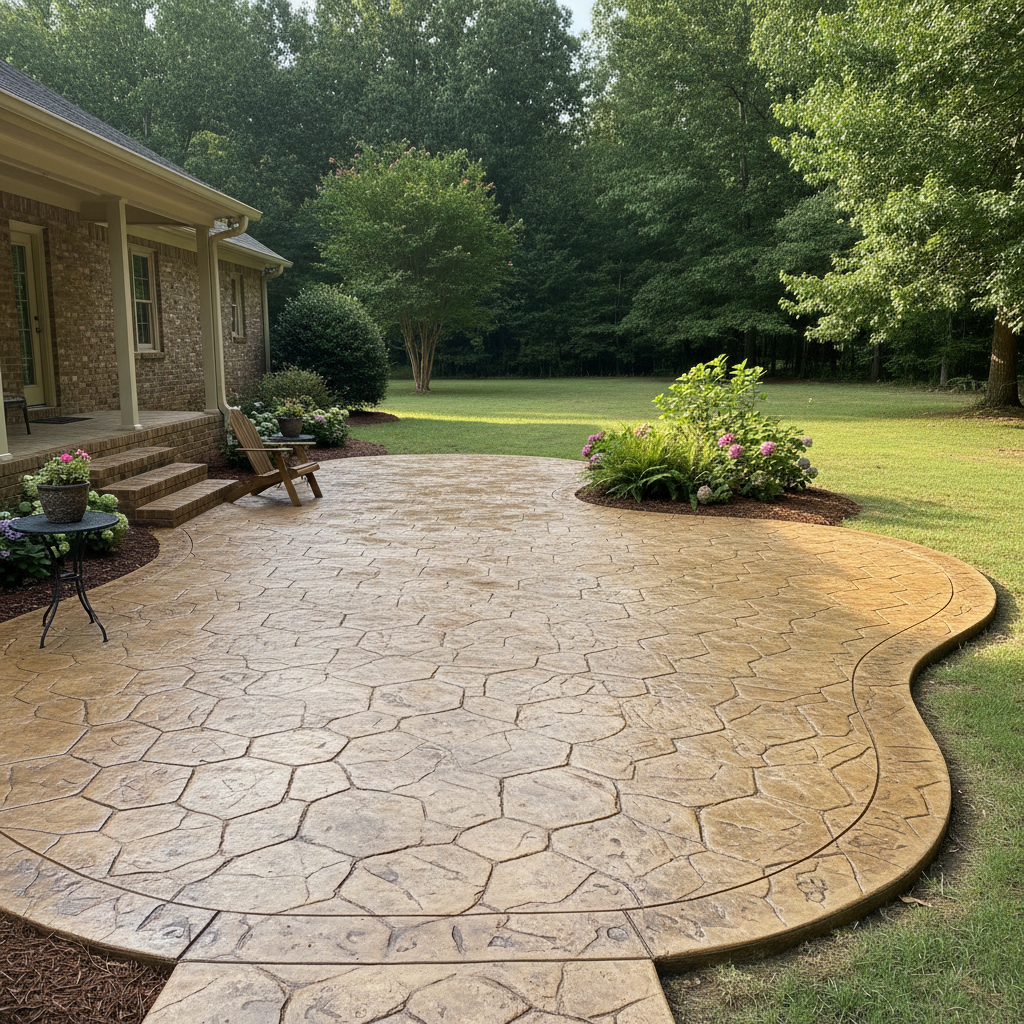 Completed stamped concrete work at a residential property in Jesup, GA