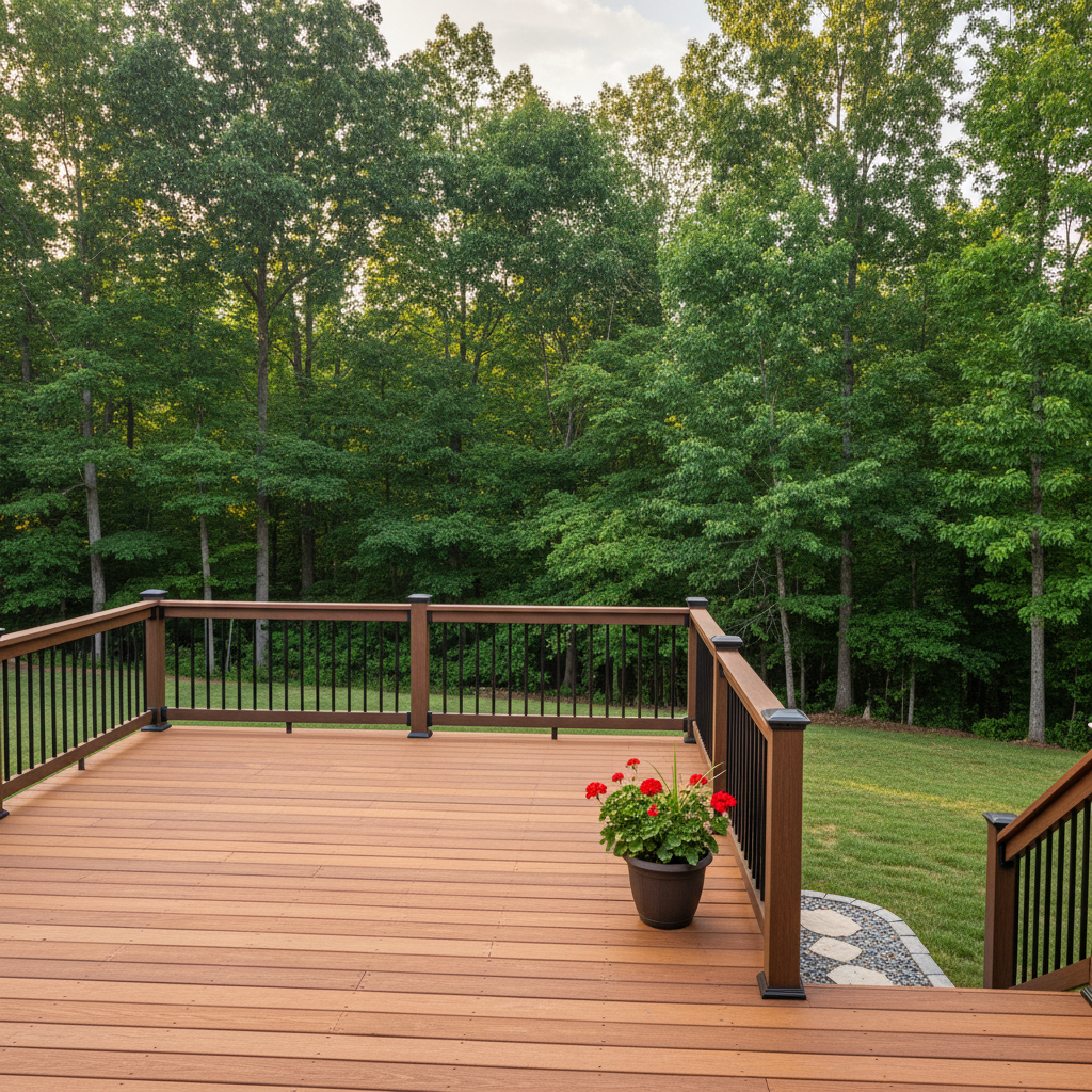 Completed deck railing installation work at a residential property in Ringgold, GA