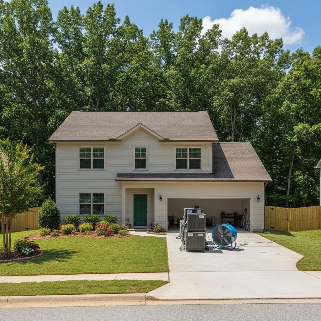 Completed structural drying work at a residential property in Stockbridge, GA