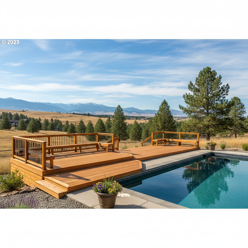 Completed pool decks work at a residential property in Boise, ID