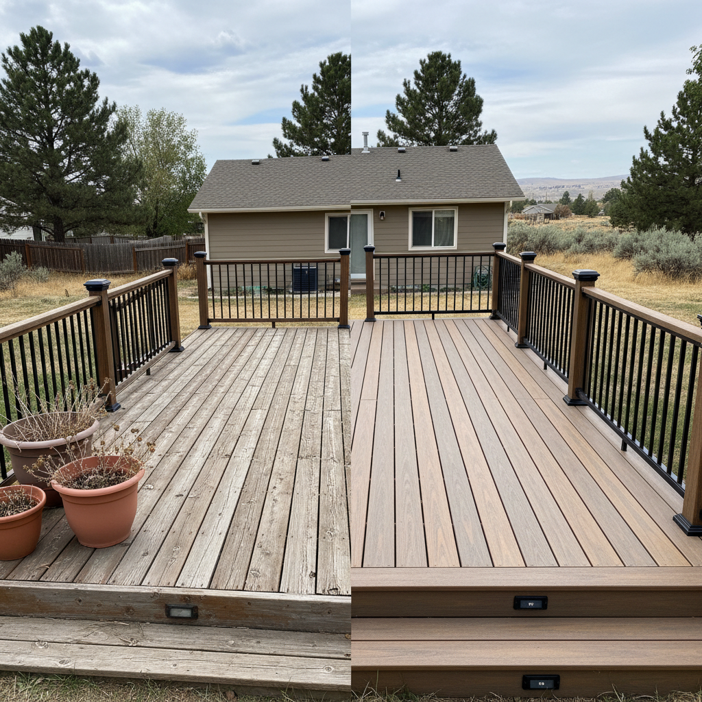 Completed trex decks work at a residential property in Boise, ID
