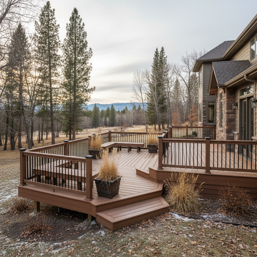 Completed trex decks work at a residential property in Eagle, ID