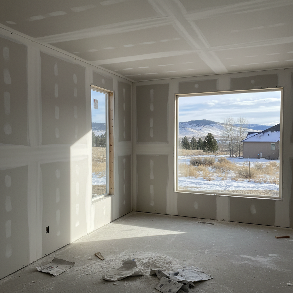 Completed drywall hanging work at a residential property in Boise, ID