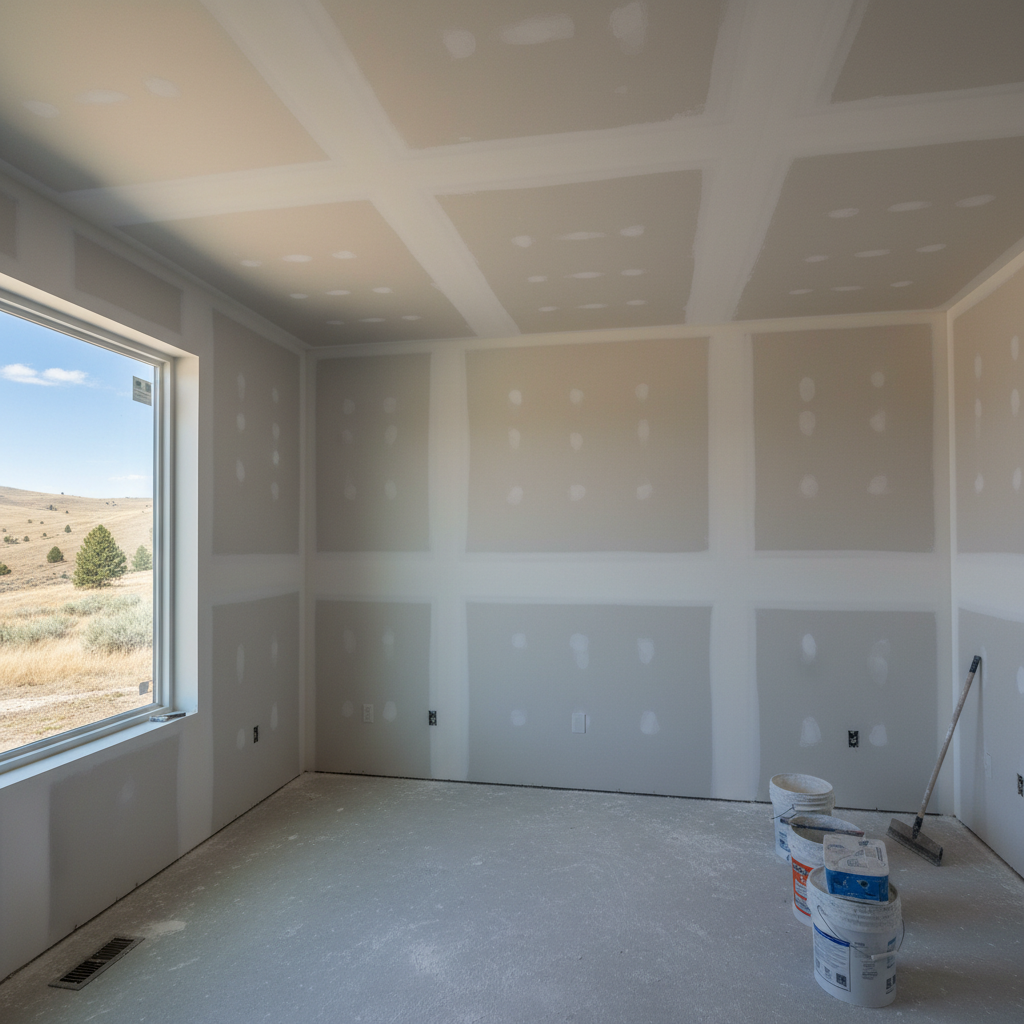 Completed drywall taping and mudding work at a residential property in Eagle, ID