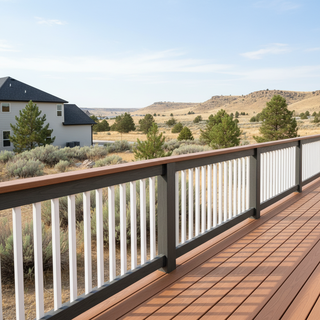 Completed deck railing installation work at a residential property in Boise, ID