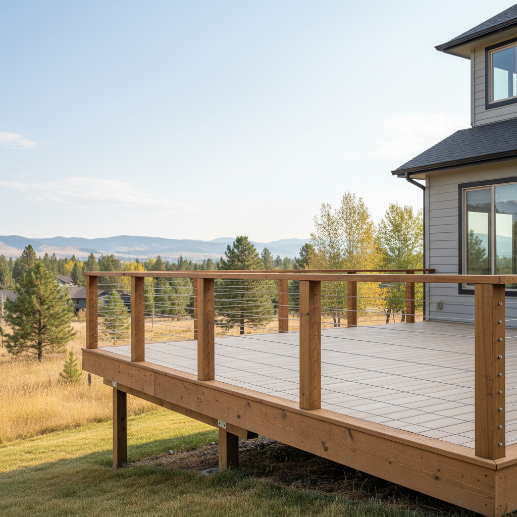 Completed deck railing installation work at a residential property in Eagle, ID