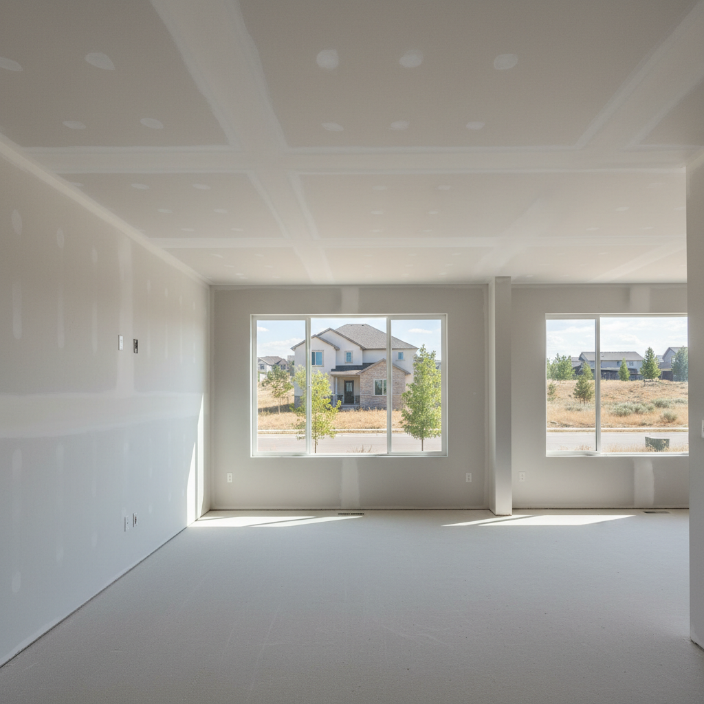 Completed drywall taping and mudding work at a residential property in Boise, ID