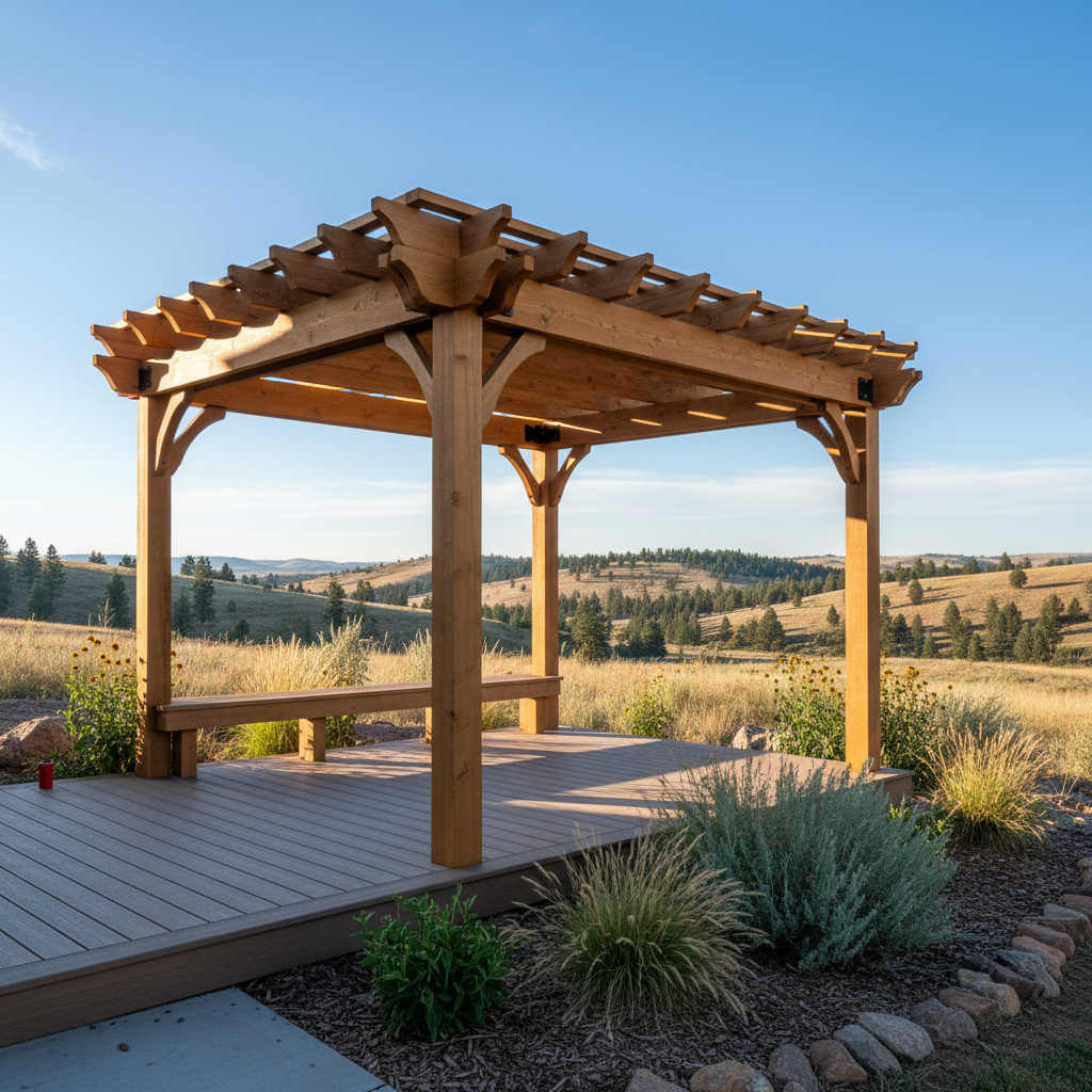 Completed pergola construction work at a residential property in Eagle, ID