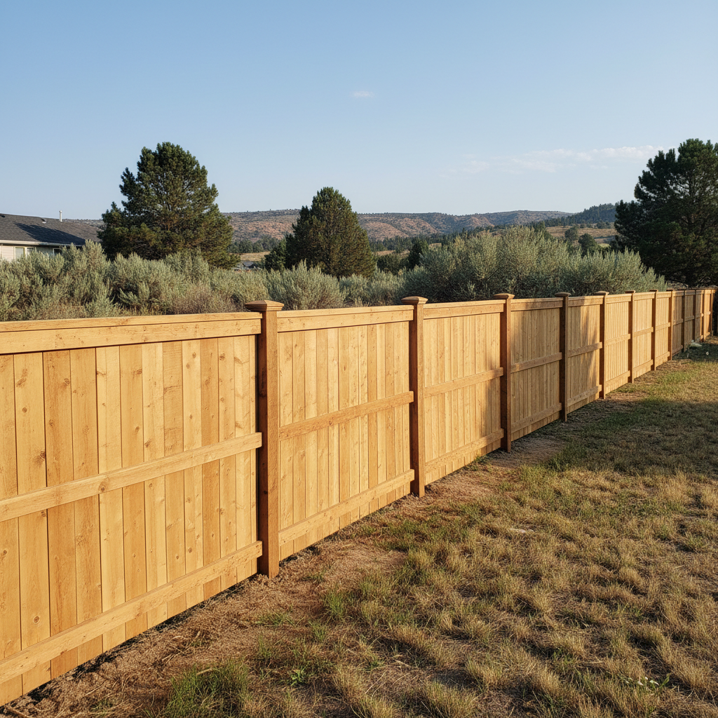 Completed wood fence installation work at a residential property in Boise, ID