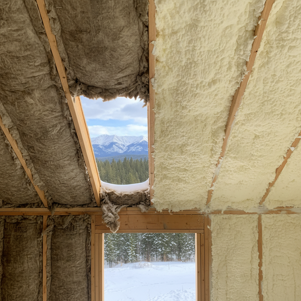 Completed open cell spray foam work at a residential property in McCall, ID