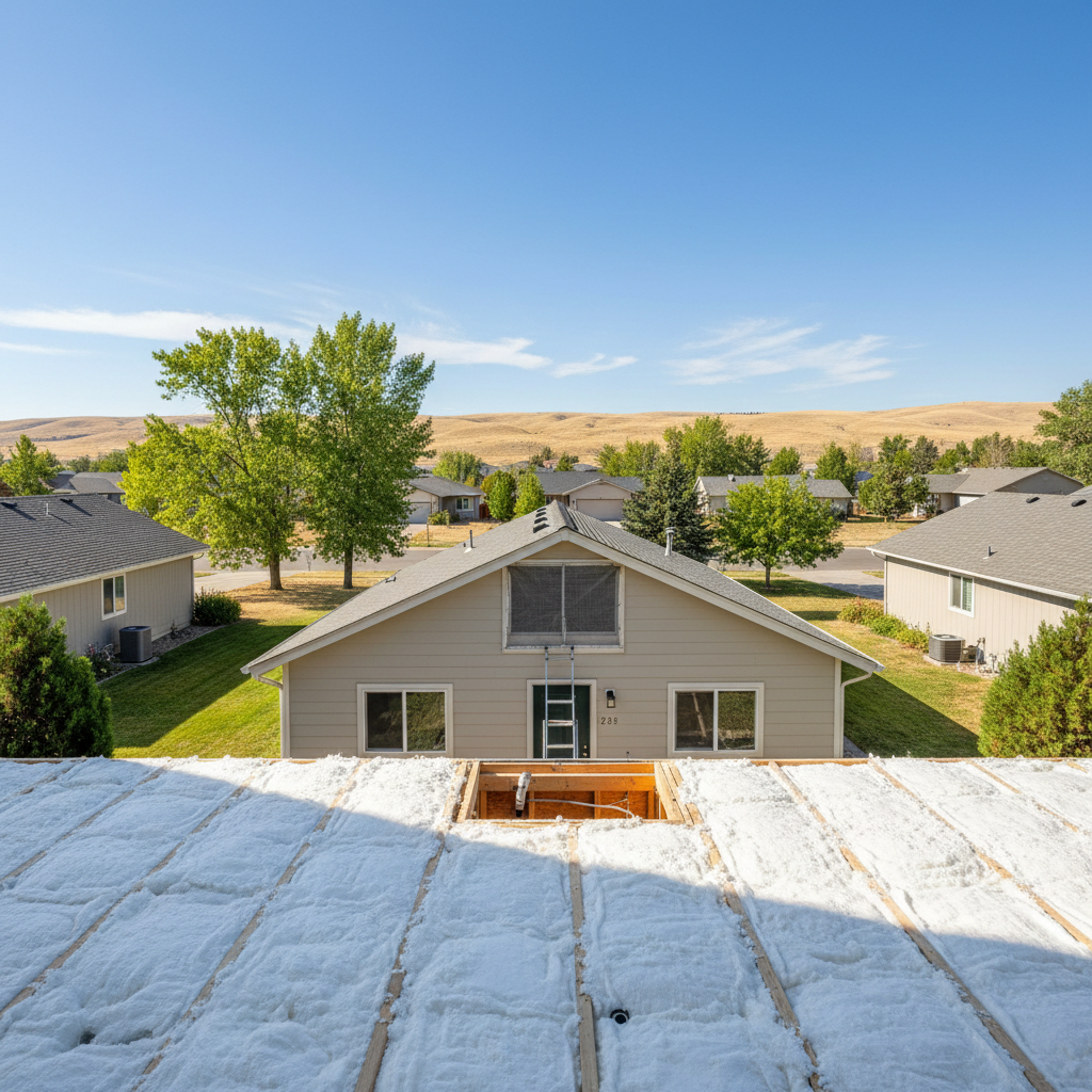 Completed attic insulation work at a residential property in Boise, ID