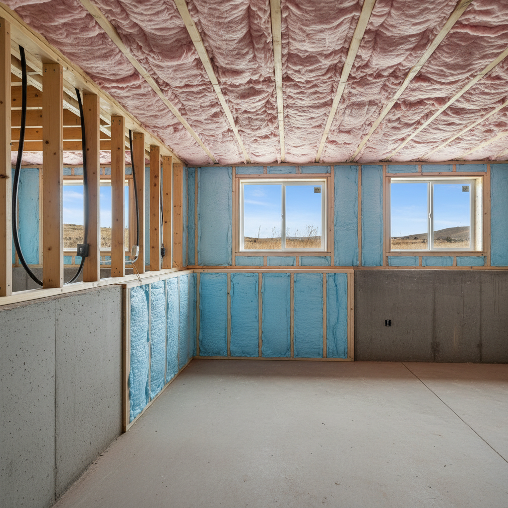 Completed basement insulation work at a residential property in Boise, ID