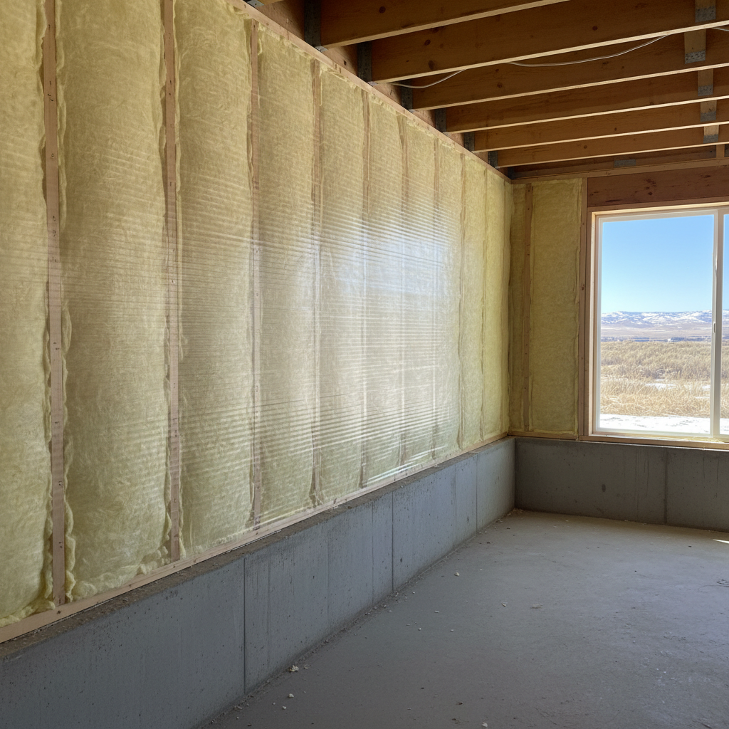 Completed basement insulation work at a residential property in Meridian, ID