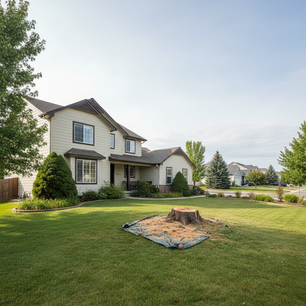 Completed emergency tree removal work at a residential property in Meridian, ID