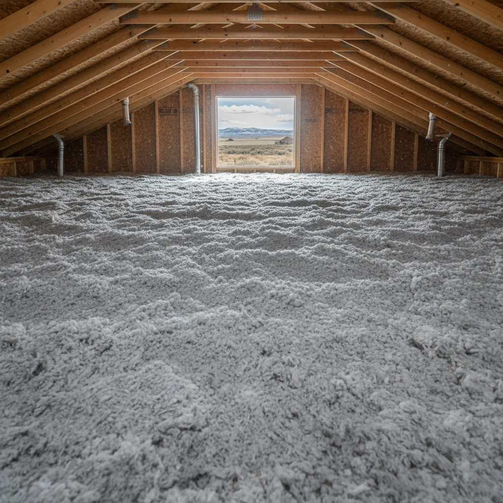 Completed blown-in insulation work at a residential property in Meridian, ID
