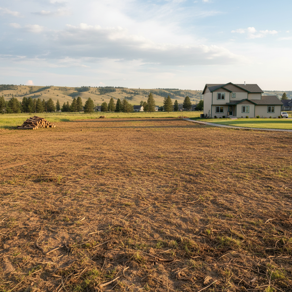 Completed lot clearing work at a residential property in Meridian, ID