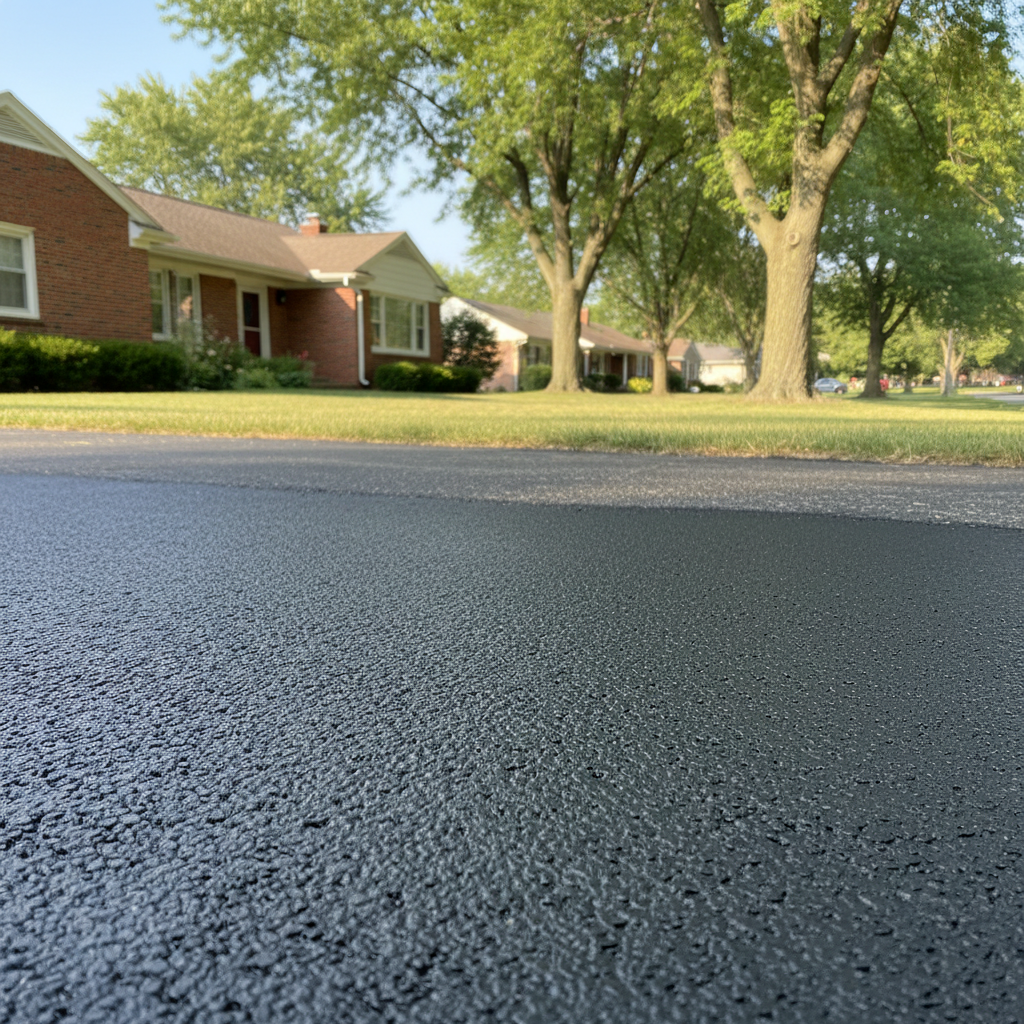 Completed asphalt repair work at a residential property in Franklin Park, IL