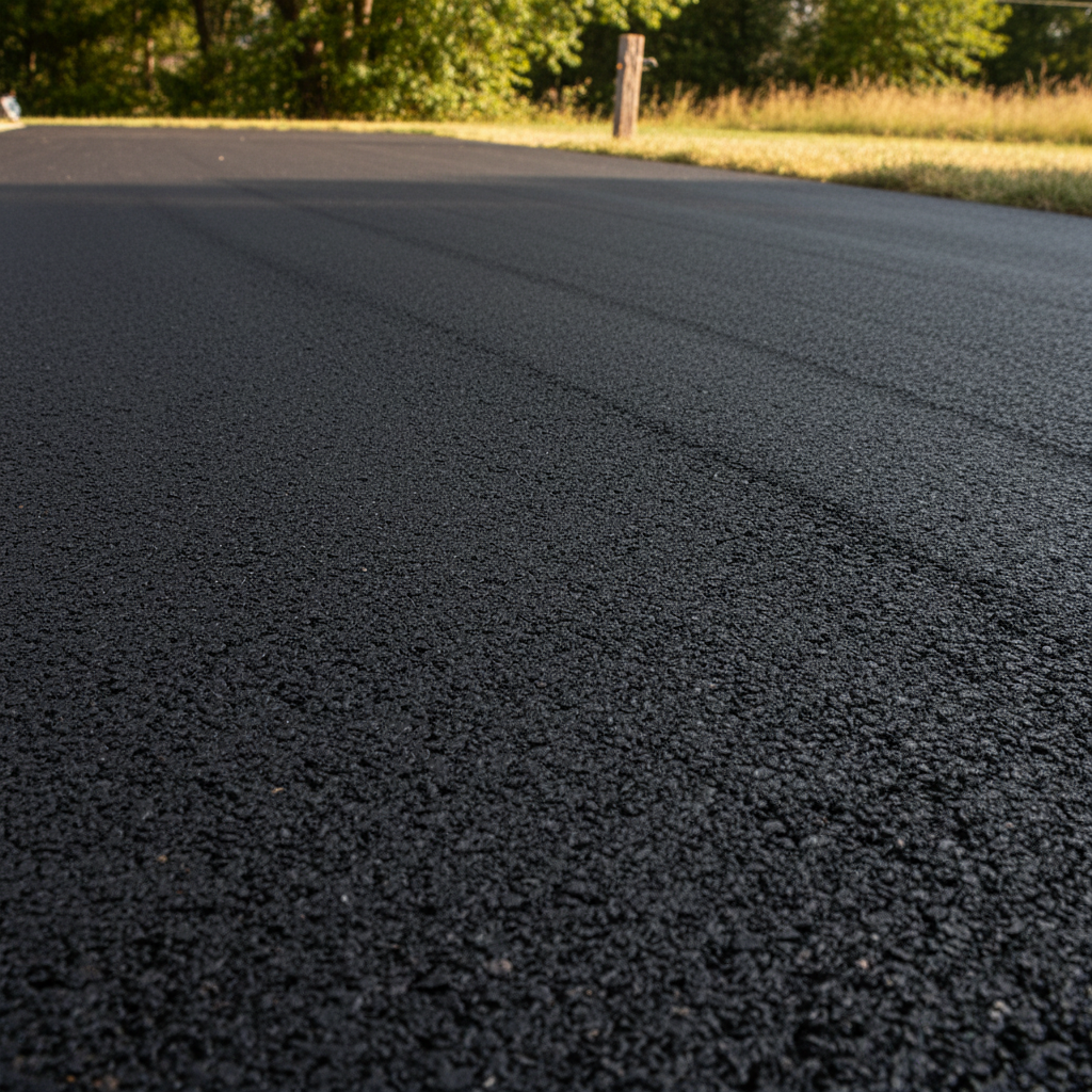 Completed driveway paving work at a residential property in Le Roy, IL
