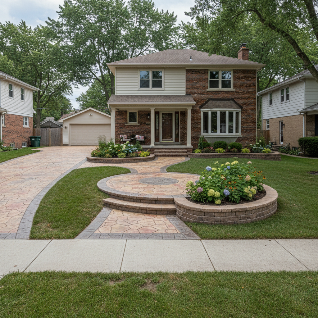 Completed decorative concrete work at a residential property in Evanston, IL