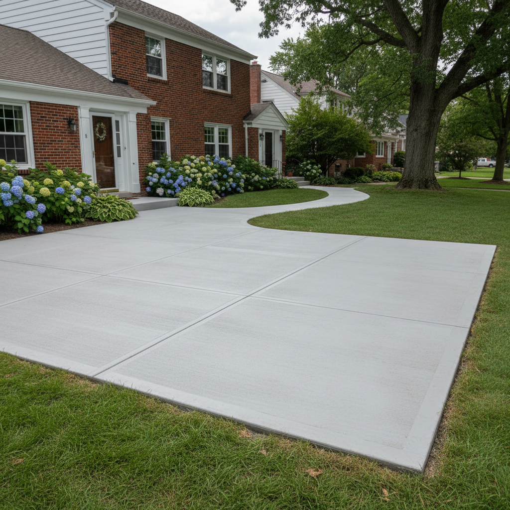 Completed concrete installation work at a residential property in Evanston, IL