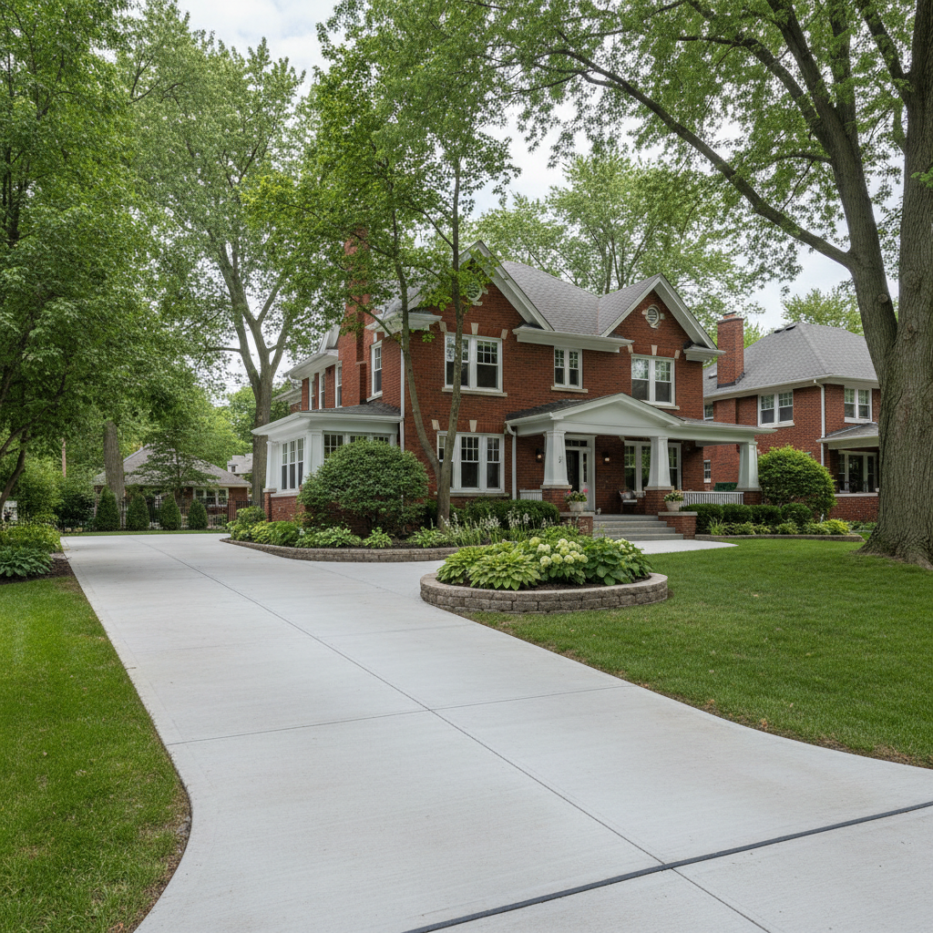 Completed concrete installation work at a residential property in Oak Park, IL