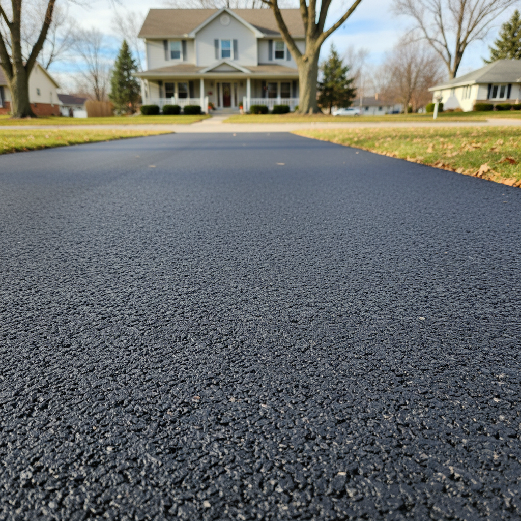 Completed parking lot paving work at a residential property in Le Roy, IL