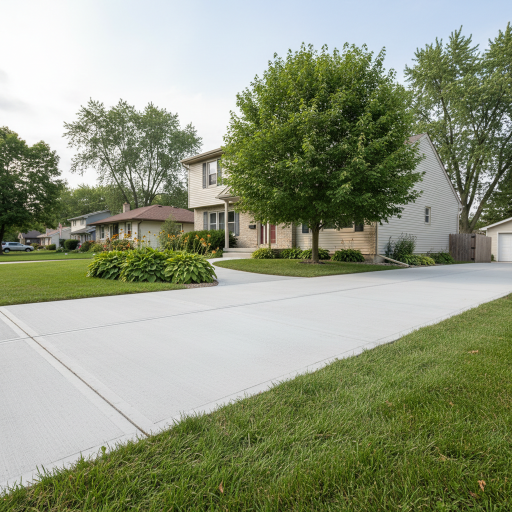 Completed concrete flatwork work at a residential property in Des Plaines, IL
