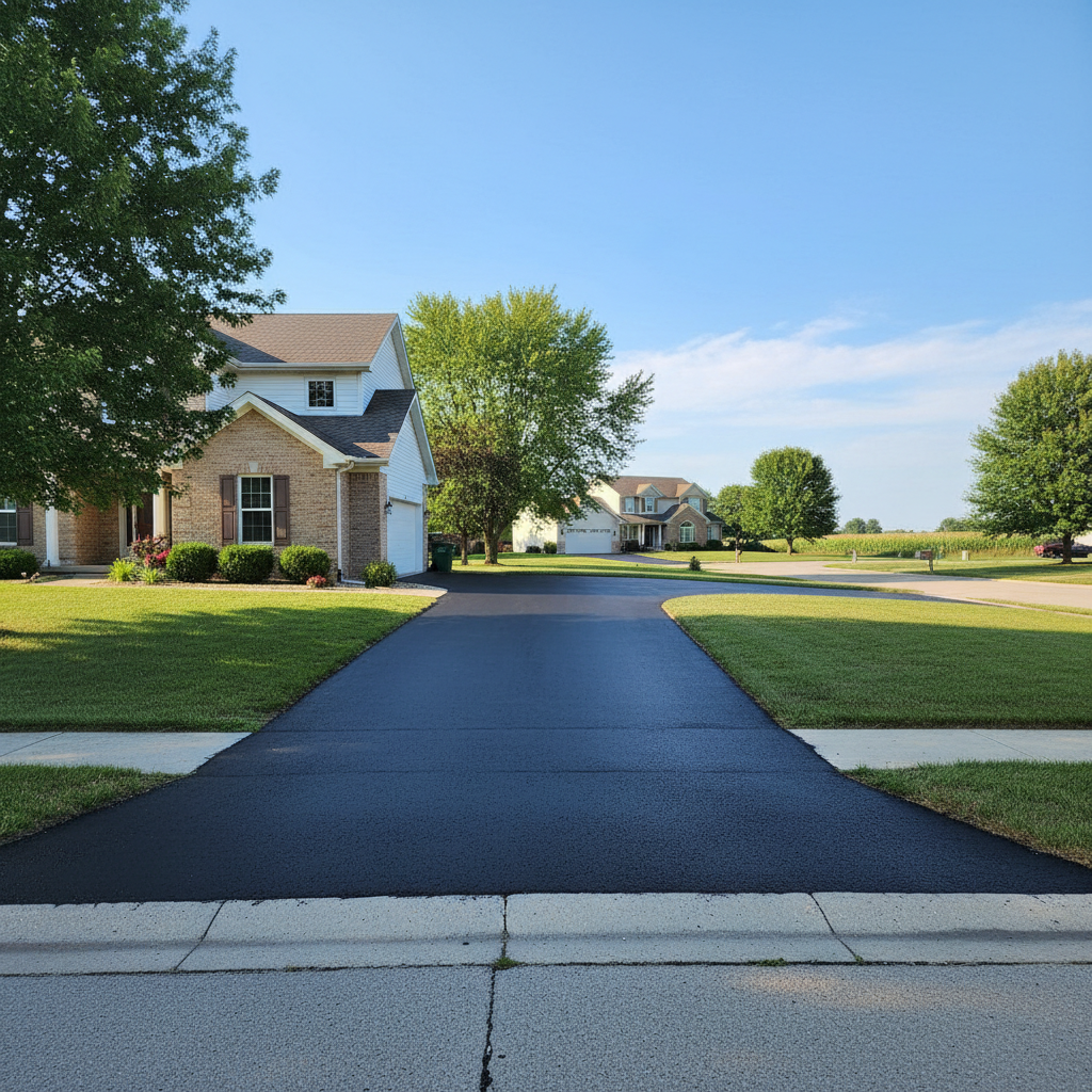 Completed slurry coating work at a residential property in Le Roy, IL