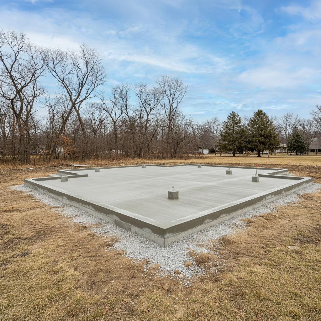 Completed concrete foundations work at a residential property in Des Plaines, IL