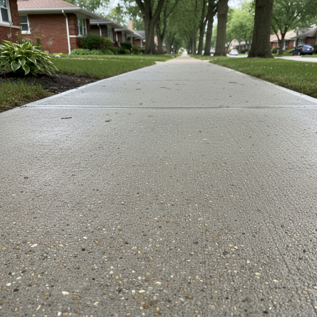 Completed concrete sidewalks work at a residential property in Chicago, IL