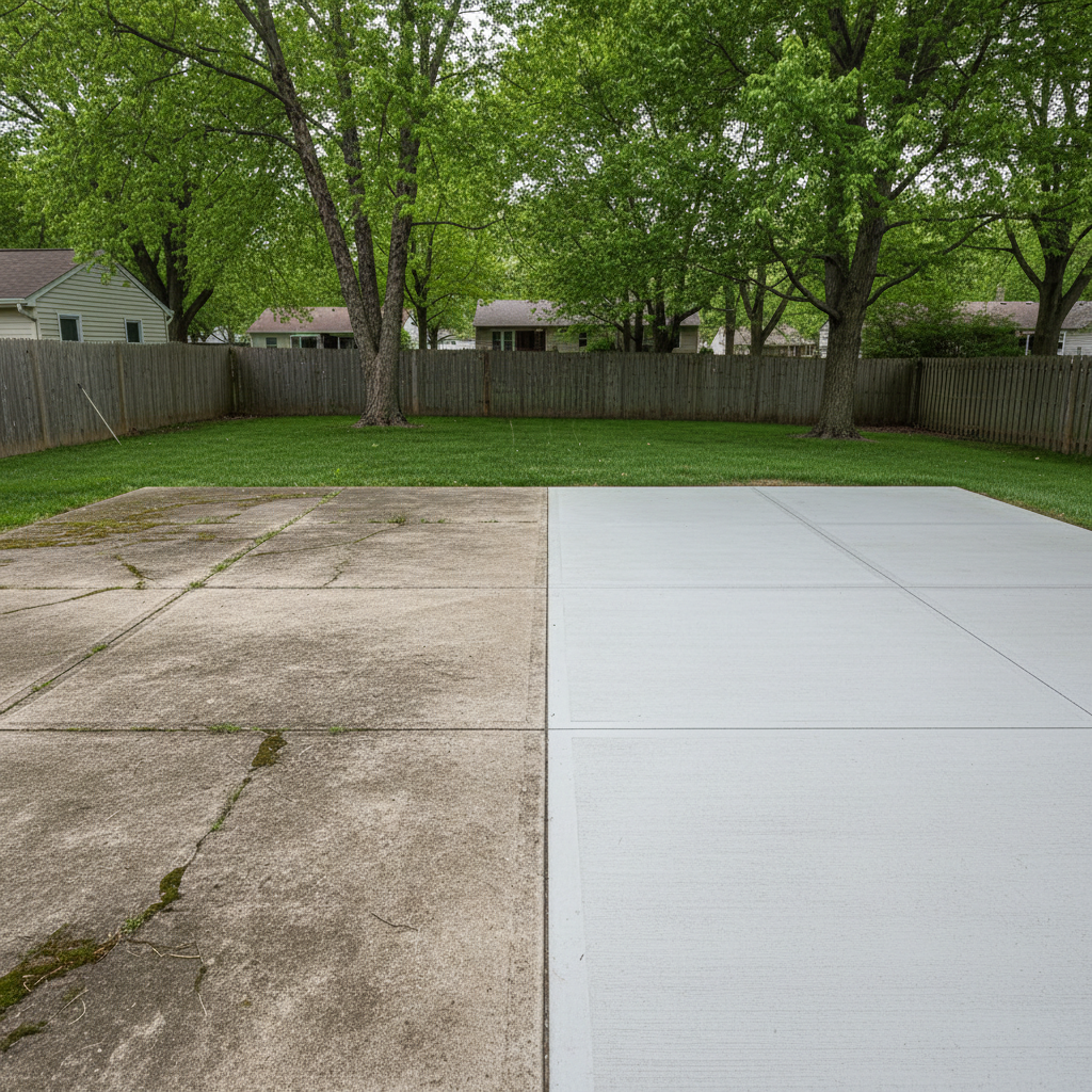 Completed concrete patios work at a residential property in Elgin, IL