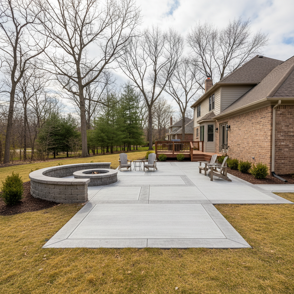 Completed concrete patios work at a residential property in Arlington Heights, IL