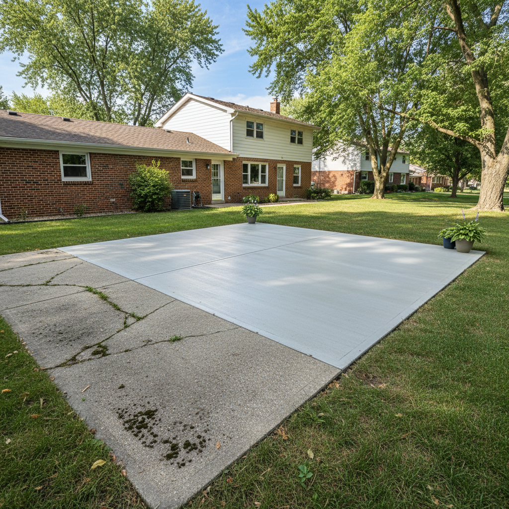 Completed concrete patios work at a residential property in Des Plaines, IL